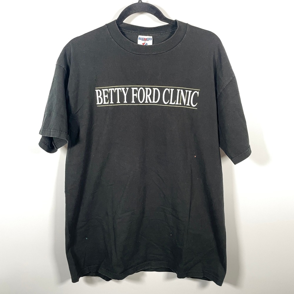 Vintage Jerzees Betty Ford Clinic T-Shirt Black Large Made in USA Palazzo
